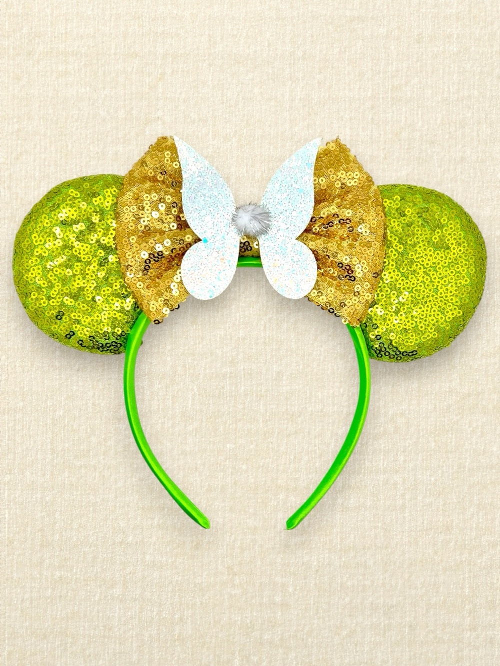 Green Sequin Tinker Bell Peter Pan Minnie Ears | Disney-Inspired Mouse Ears